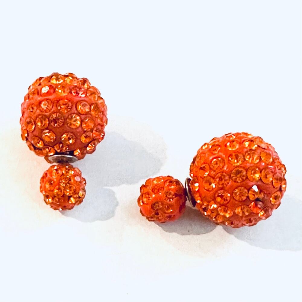 Orange crystal Double Sided Earrings Cincinnati Bengals